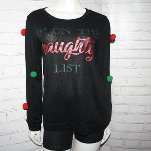 🎄😈🖤 Naughty List Tee · Faux Ugly Sweater Vibes · Size L